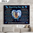 Don't Cry For Me Dog Horizontal Canvas Poster Framed Print Personalized Dog Memorial Gift For Dog Lovers
