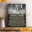 Personalized Canvas Dog Memorial Custom Photo Dog Loss Gift I Made It Home Dog Poem