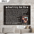 Custom Canvas Print | Don't Cry For Me Dog Poem | Personalized Dog Memorial Gift With Dog Picture