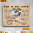 Custom Canvas Print | Don't Cry Sweet Mama Cat Poem | Personalized Cat Memorial Gift With Cat Picture