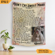 Personalized Blanket Dog Memorial Custom Photo Dog Loss Gift Don't Cry Sweet Mama Dog Poem