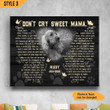Dog Mom Don't Cry Sweet Mama Please Don't Weep Typography Butterfly Shape Personalized Dog Memorial Gift Wall Art Horizontal Poster Canvas Framed Print