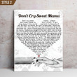 Don't Cry Sweet Mama Dog Poem Printable Vertical Canvas Poster Framed Print Heart Shape Holding Dog Paw Personalized Dog Memorial Gift For Dog Mom