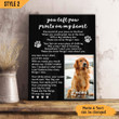 You Left Paw Prints On My Heart Dog Vertical Canvas Poster Framed Print Personalized Dog Memorial Gift For Dog Lovers