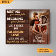 Meeting You Was Fate Becoming Your Friend Was A Choice Horizontal Canvas Poster Framed Print Personalized Wedding Anniversary Gift For Wife Husband