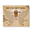 Don't Cry Sweet Mama Dog Poem Printable Horizontal Canvas Poster Framed Print Personalized Dog Memorial Gift For Dog Lovers