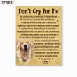 Personalized Canvas Dog Memorial Custom Photo Dog Loss Gift Don't Cry For Me Dog Poem