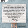 Custom Canvas Print Song Lyrics Heart Shape Wedding Anniversary Gift For Husband And Wife