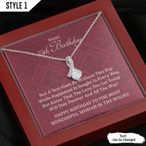 75th Birthday Alluring Beauty Necklace Happy Birthday To The Most Wonderful Woman In The World Personalized Gift For Women