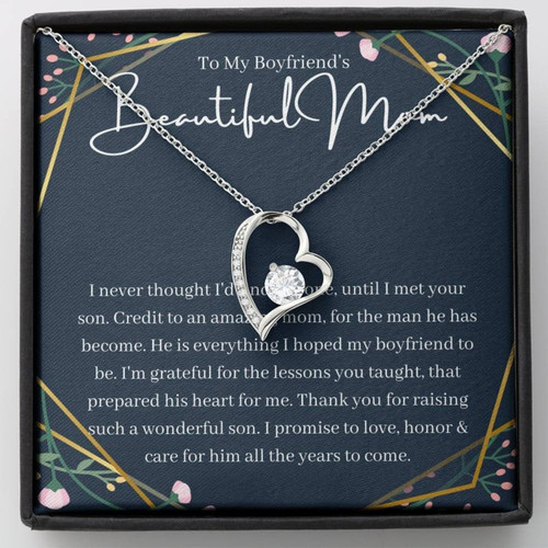 To My Boyfriend's Mom Forever Love Necklace I Never Thought I'd Find The One Until I Met Your Son Personalized Gift For Boyfriend's Mom