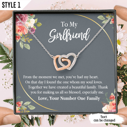 To My Girlfriend Interlocking Hearts Necklace From The Moment We Met You've Had My Heart Personalized Gift For Girlfriend