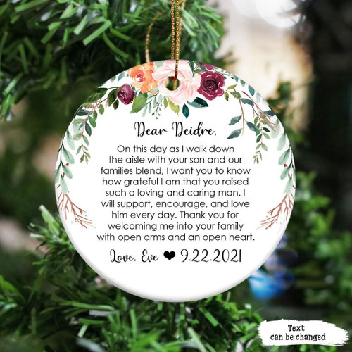 To My Mother In Law Christmas Ornament On This Day As I Walk Down The Aisle With Your Son Personalized Gift For Mother In Law