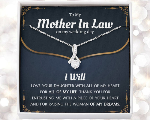 To My Mother In Law Alluring Beauty Necklace I Will Love Your Daughter With All Of My Heart For All Of My Life Personalized Gift For Mother In Law