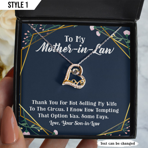 To My Mother In Law Love Dancing Necklace Thank You For Not Selling My Wife To The Circus Personalized Gift For Mother In Law