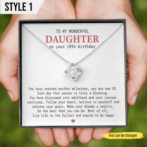 To My Daughter Love Knot Necklace You Have Reached Another Milestone Personalized 18th Birthday Gift For Daughter