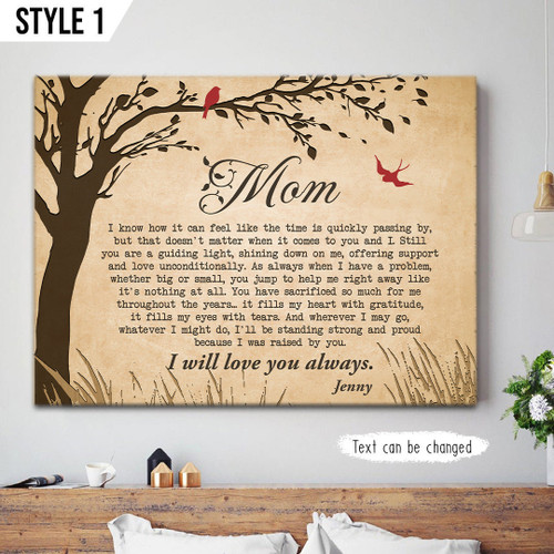 Mom I Know How It Feels Like Time Is Quickly Passing By Horizontal Canvas Poster Framed Print Cardinal Birds Personalized Gift For Mom