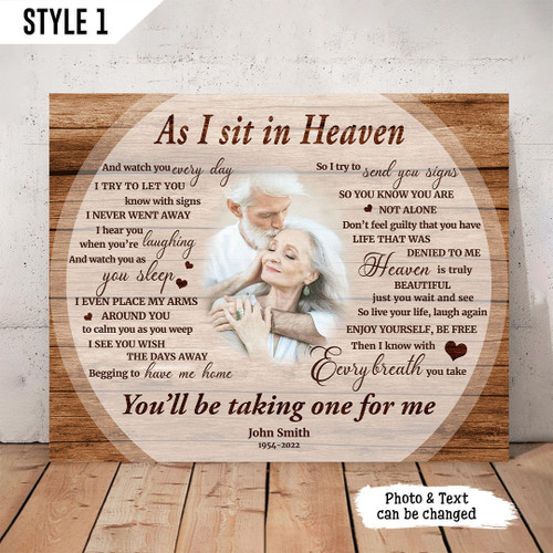 As I Sit In Heaven And Watch You Everyday Memorial Horizontal Canvas Poster Framed Print Personalized Memorial Gift For Loss Of Loved One