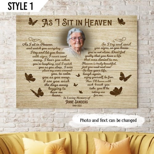 As I Sit In Heaven And Watch You Everyday Memorial Horizontal Canvas Poster Framed Print Personalized Memorial Gift For Loss Of Loved One