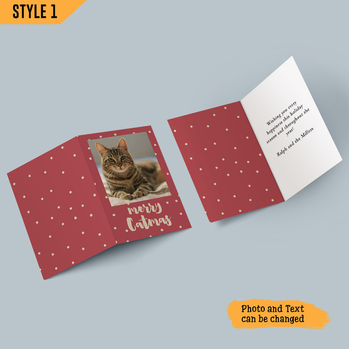 Merry Catmas Christmas Card Personalized Gift For Cat Lovers