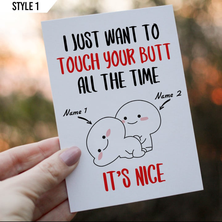 I Just Want To Touch Your Butt All The Time Card Personalized Gift For Couple