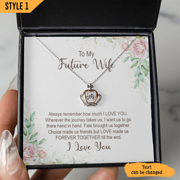 To My Wife Crown Pendant Necklace Always Rememver How Much I Love You Personalized Gift For Wife