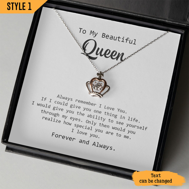 To My Wife Crown Pendant Dancing Necklace If I Could Give You One Thing In Life Personalized Gift For Wife