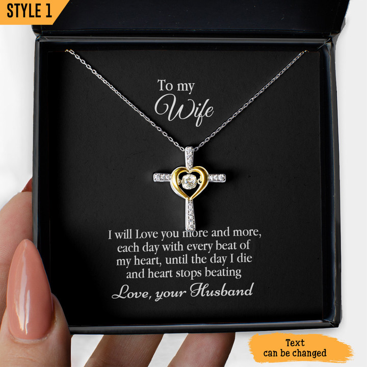 To My Wife Cross Dancing Necklace I Will Love You More And More Each Day Personalized Gift For Wife