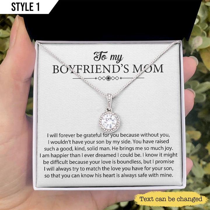 To My Boyfriend's Mom Eternal Hope Necklace I Will Forever Be Grateful For You Personalized Gift For Boyfriend's Mom