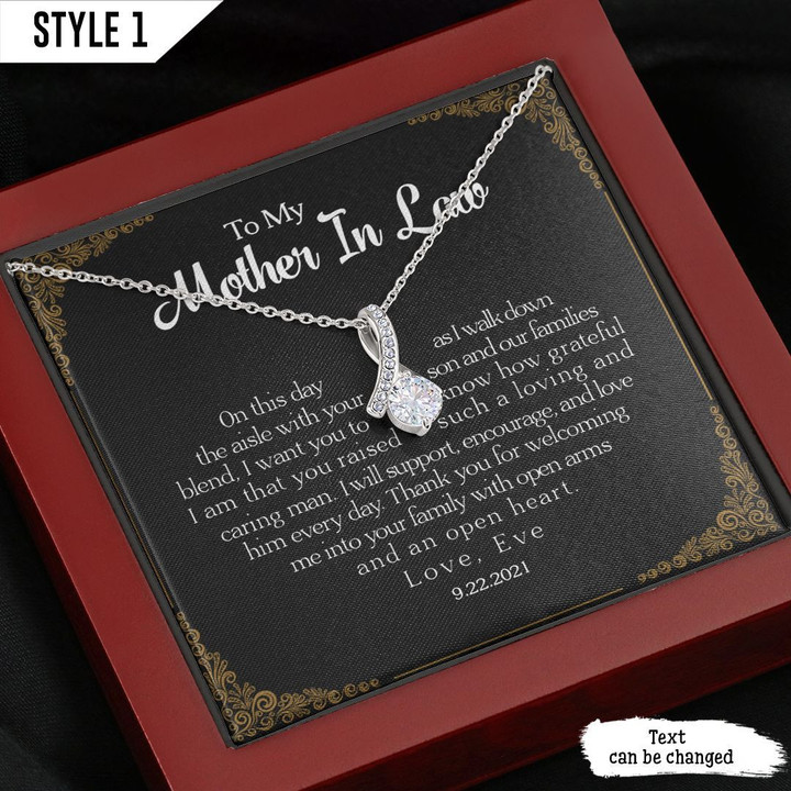 To My Mother In Law Alluring Beauty Necklace On This Day As I Walk Down The Aisle With Your Son Personalized Gift For Mother In Law