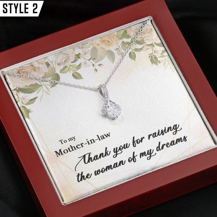 To My Mother In Law Alluring Beauty Necklace Thank You For Raising The Woman Of My Dreams Personalized Gift For Mother In Law