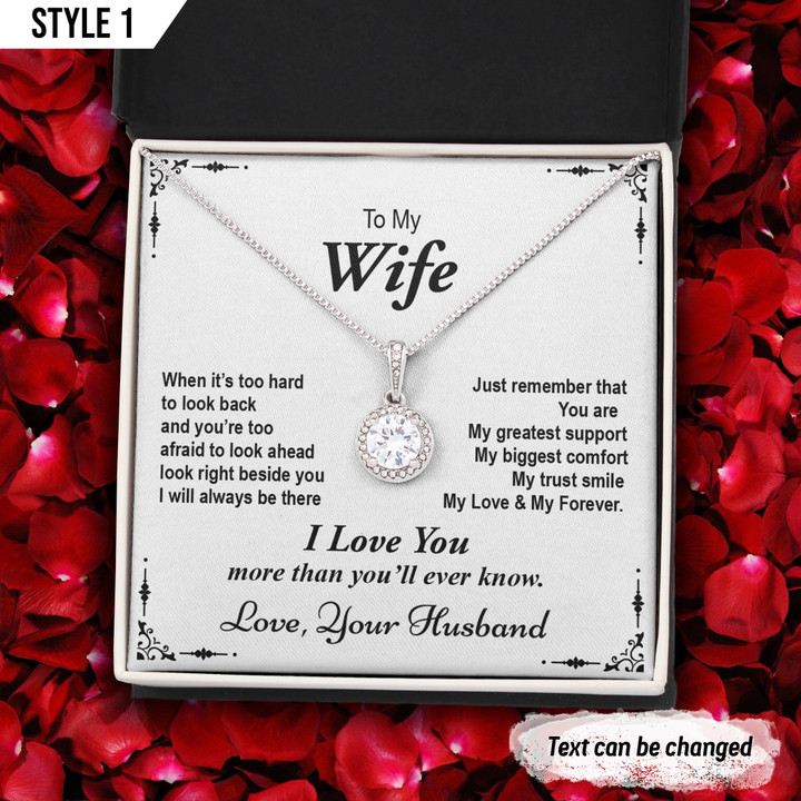 To My Wife Eternal Hope Necklace When It's Too Hard To Look Back And You're Too Afraid To Look Ahead Personalized Gift For Wife