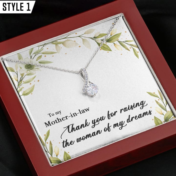 To My Mother In Law Alluring Beauty Necklace Thank You For Raising The Woman Of My Dreams Personalized Gift For Mother In Law