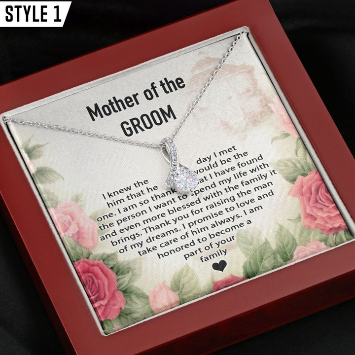 To My Mother In Law Alluring Beauty Necklace I Knew The Day I Met Him That He Would Be The One Personalized Gift For Mother Of The Groom