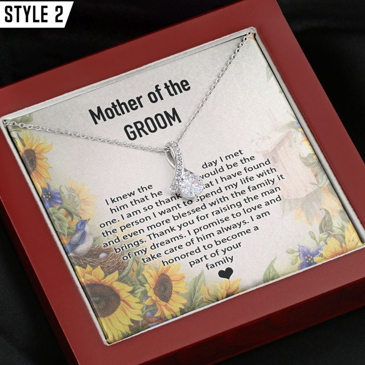 To My Mother In Law Alluring Beauty Necklace I Knew The Day I Met Him That He Would Be The One Personalized Gift For Mother Of The Groom
