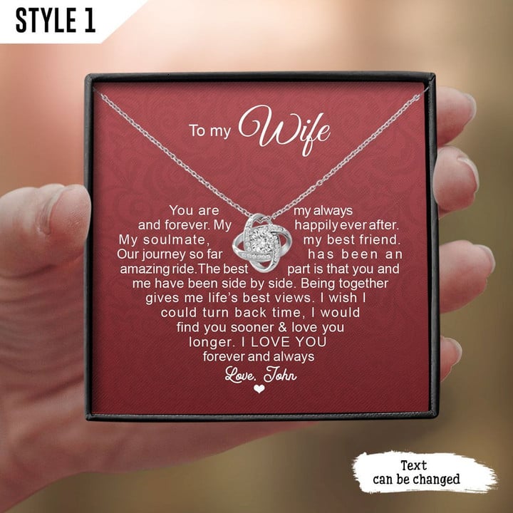 To My Wife Love Knot Necklace You Are My Always And Forever Heart Shape Personalized Gift For Wife