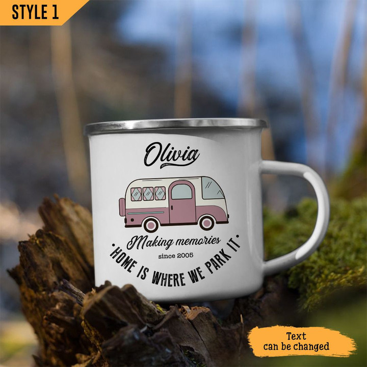 Home Is Where We Park It Camping Mug Personalized Wedding Anniversary Gift For Wife Husband