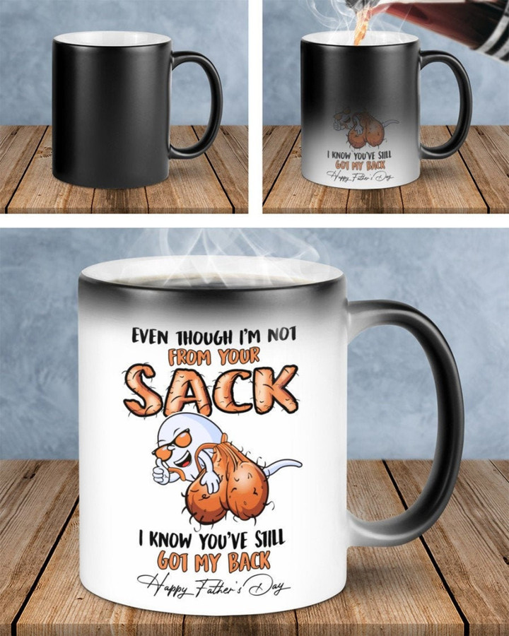 Even Though I'm Not From Your Sack I Know You've Still Got My Back Step Dad Magic Color Changing Mug Personalized Gift For Dad