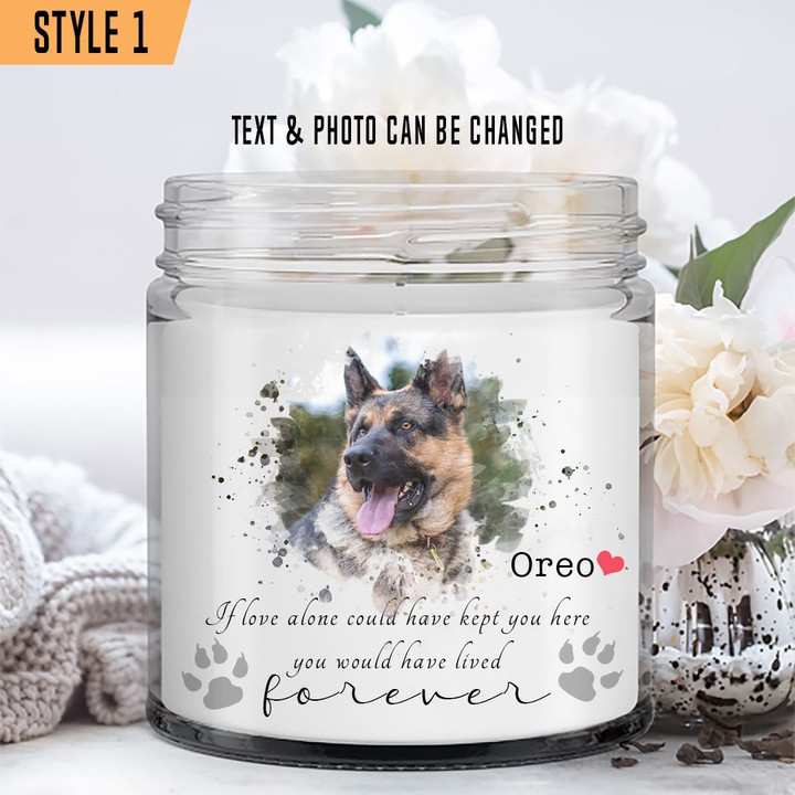Custom Candle Glass Printing | Dog Memorial Custom Photo Dog Loss Gift