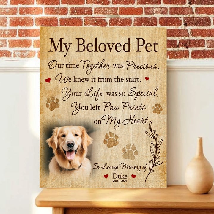 Custom Canvas Print | My Beloved Pet Memorial | Personalized Dog Memorial Gift With Dog Picture