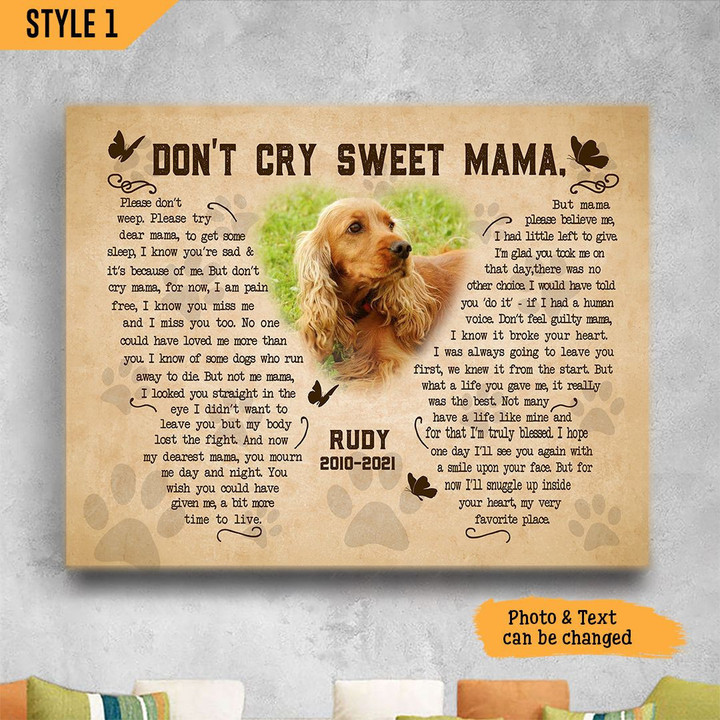 Anvyprints Personalized Dog Memorial Gift Horizontal Canvas Poster Framed Print Dog Remembrance Gift Sympathy Gift For Loss Of Dog