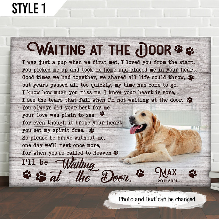 Waiting At The Door Dog Horizontal Canvas Poster Framed Print Personalized Dog Memorial Gift For Dog Lovers