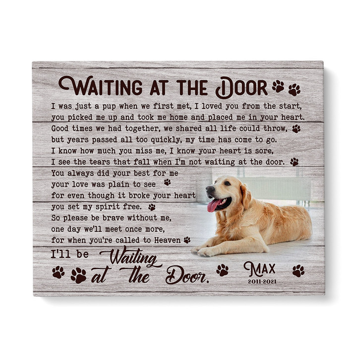 I'll Be Waiting At The Door Dog Poem Printable Horizontal Canvas Poster Framed Print Personalized Dog Memorial Gift For Dog Lovers