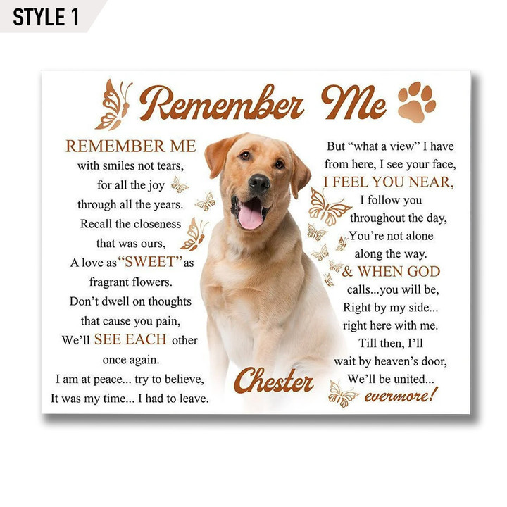 Custom Canvas Print | Remember Me Dog Poem | Personalized Dog Memorial Gift With Dog Picture