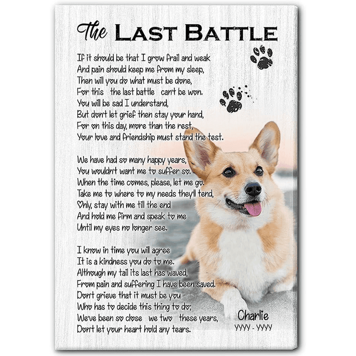 Custom Canvas Print | The Last Battle Dog Poem | Personalized Dog Memorial Gift With Dog Picture