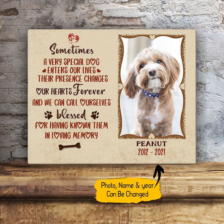 Custom Canvas Print | Sometimes A Very Special Dog Enters Our Lives Dog | Personalized Dog Memorial Gift With Dog Picture