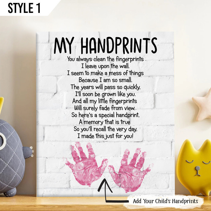 My Handprints Poem Baby Handprints Vertical Canvas Print Personalized Gift For Mom Dad