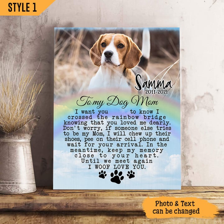 I Crossed The Rainbow Bridge Knowing That You Loved Me Dearly Dog Horizontal Canvas Poster Framed Print Personalized Dog Memorial Gift For Dog Lovers