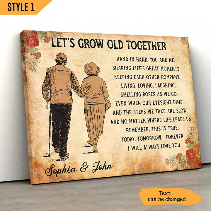 Let's Grow Old Together Horizontal Canvas Poster Framed Print Personalized Wedding Anniversary Gift For Wife Husband
