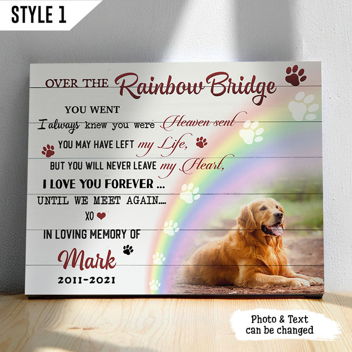 Over The Rainbow Bridge Dog Horizontal Canvas Poster Framed Print Personalized Dog Memorial Gift For Dog Lovers