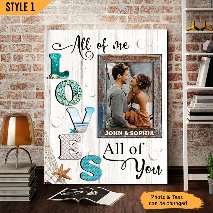 All Of Me Loves All Of You Horizontal Canvas Poster Framed Print Personalized Wedding Anniversary Gift For Wife Husband